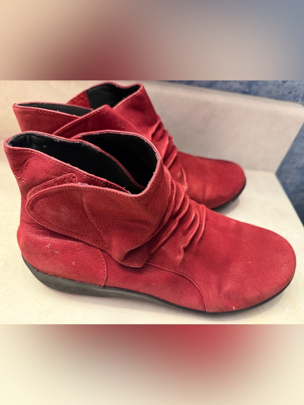 Cloudsteppers by Clarks Red Suede Ankle Booties